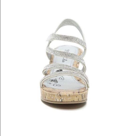 ELLISHA WEDGE SANDAL Wedge Heels Girls Youth Kids Embellished Sequin Prom party - Picture 3 of 4